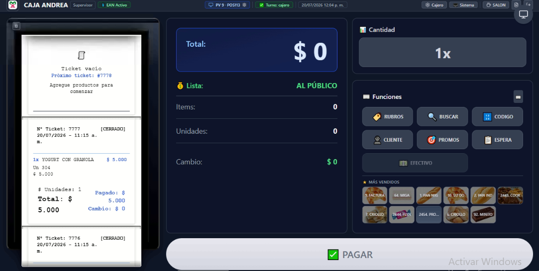 Captura real de Mozzoo con lectura de etiqueta y venta en caja
